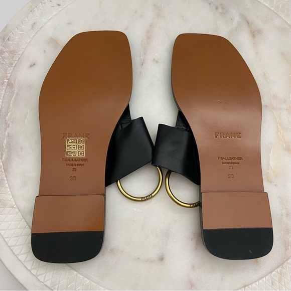 NEW Frame Women’s Sandals Leather Flip Flop Brown Size US 6 36 - Picture 2 of 8